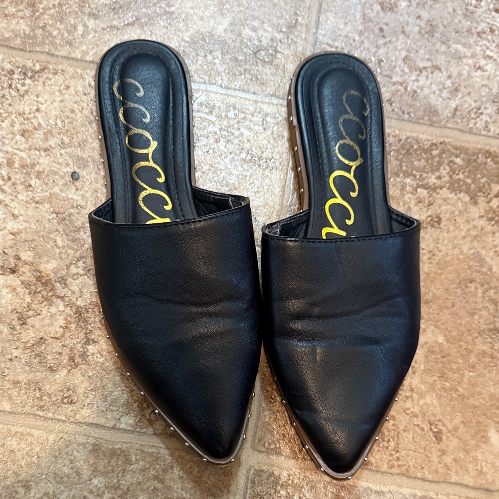 CCOCCI Black Women's Mules with Studded Details